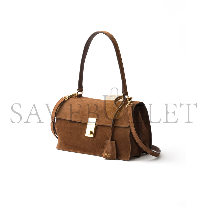 PRADA SOFT SOUND MEDIUM SUEDE SHOULDER BAG 1BN023 (28*16*10cm)